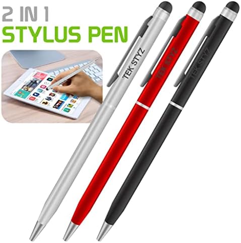 Pro Stylus Pen עבור אור גלקסי של סמסונג עם דיו, דיוק גבוה, צורה רגישה במיוחד וקומפקטית למסכי מגע [3 חבילה-שחורה-אדומה-סילבר]